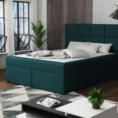 Čalúnená posteľ s prešívaním 160x200 BEATRIX - modrozelená
