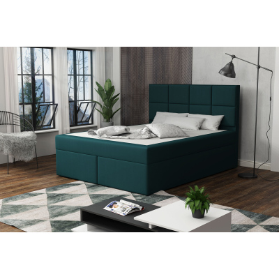 Čalúnená posteľ s prešívaním 180x200 BEATRIX - modrozelená