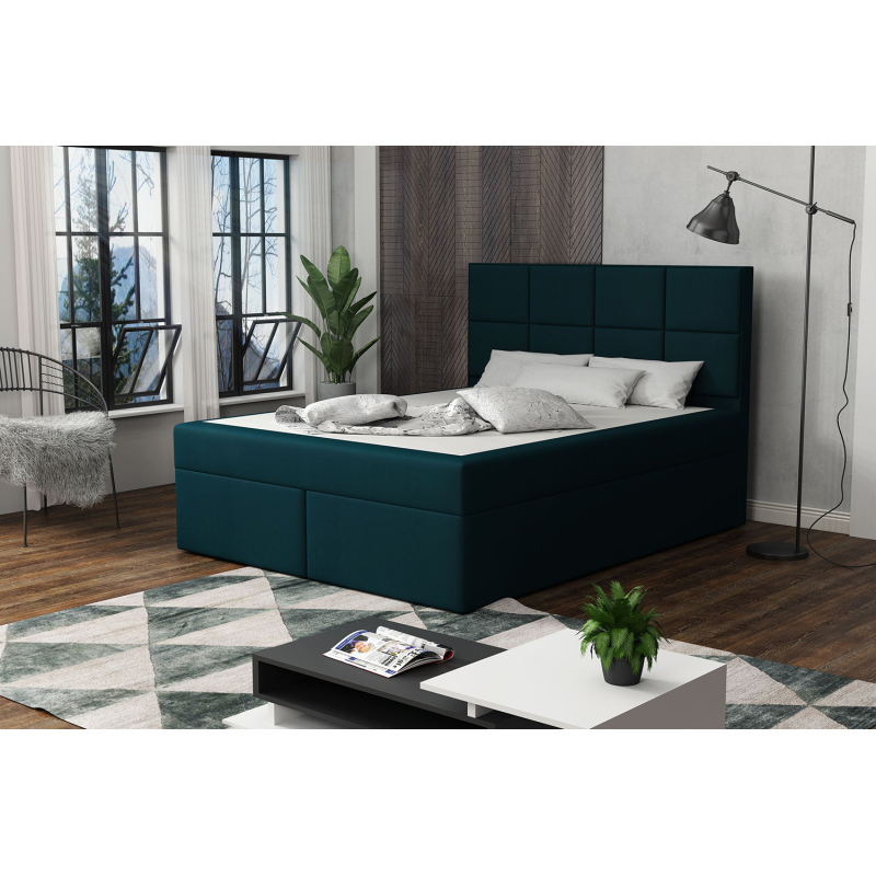 Čalúnená posteľ s prešívaním 160x200 BEATRIX - modrá 3