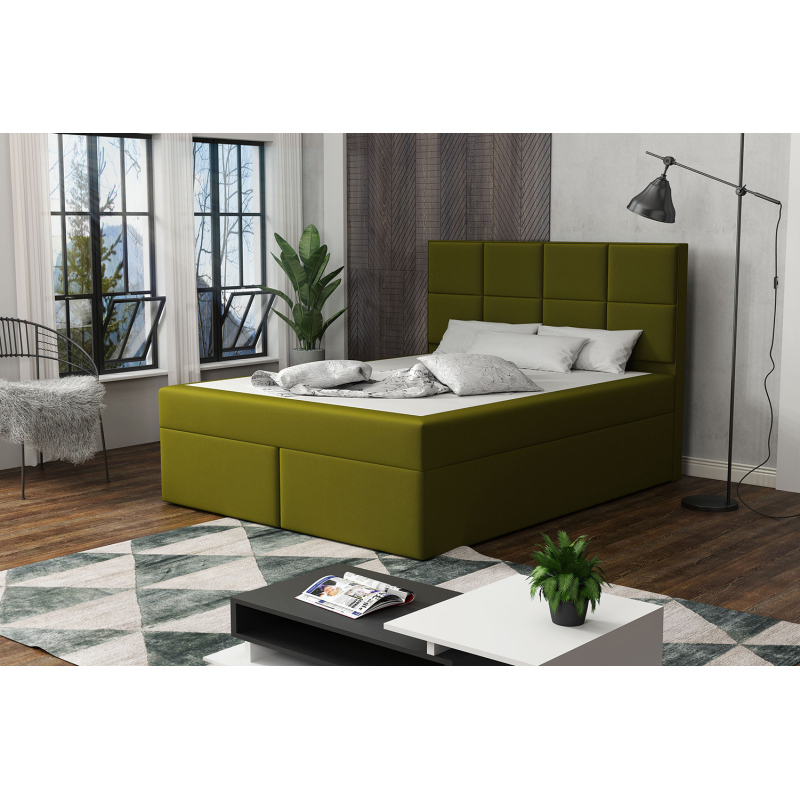 Čalúnená posteľ s prešívaním 120x200 BEATRIX - zelená