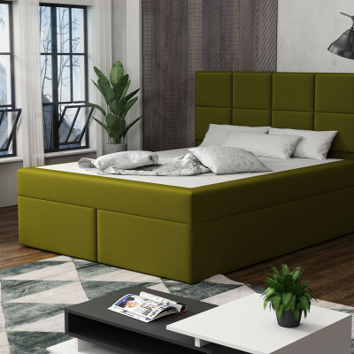 Čalúnená posteľ s prešívaním 140x200 BEATRIX - zelená