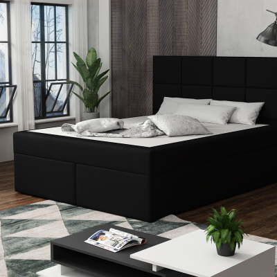 Čalúnená posteľ s prešívaním 140x200 BEATRIX - čierna