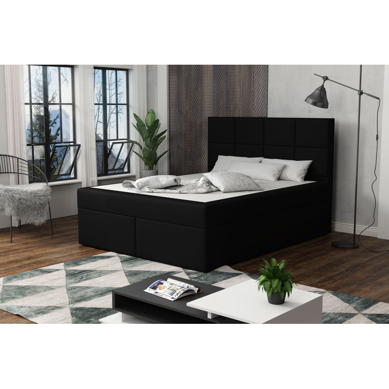 Čalúnená posteľ s prešívaním 160x200 BEATRIX - čierna