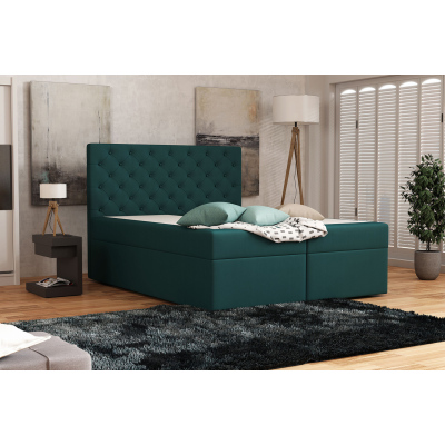 Elegantná čalúnená posteľ 160x200 ALLEFFRA - modrozelená