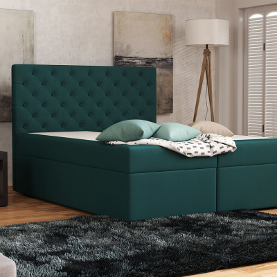 Elegantná čalúnená posteľ 180x200 ALLEFFRA - modrozelená