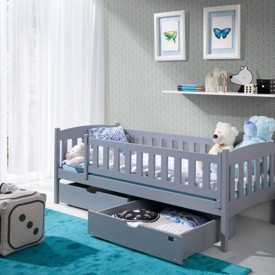 Detská posteľ so zásuvkami 90x190 GERTA - svetlo šedá