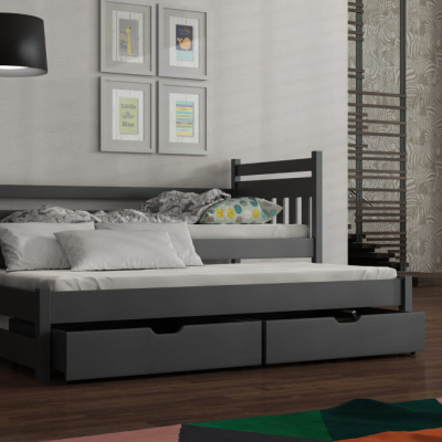 Detská posteľ so zásuvkami 90x190 DEBRA - grafit