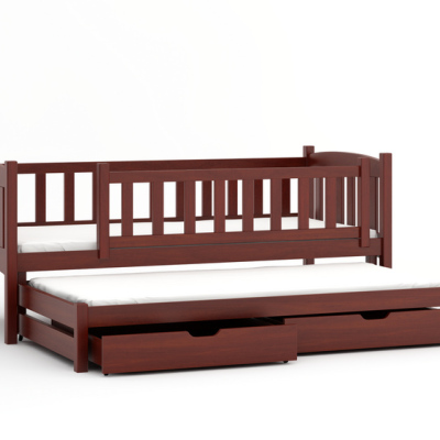 Lacné Detské rozkládacie postele: Dětská postel s přistýlkou a šuplíky 90x200 ADINA - bílá