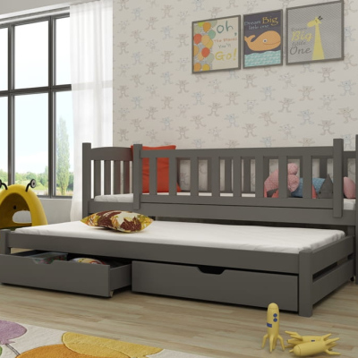 Detská posteľ so zásuvkami 90x190 ADINA - grafit