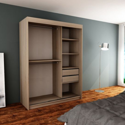 Skriňa do spálne v šírke 150 cm TRIXIE - wenge / biela