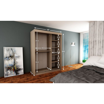 Skriňa do spálne v šírke 150 cm TRIXIE - wenge / biela