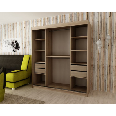 Skriňa s posuvnými dverami DITA - šírka 180 cm, biela / dub sonoma