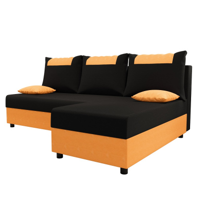 Rohová sedacia súprava SANVI - čierna / oranžová