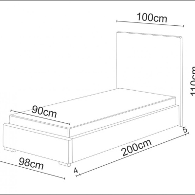 Jednolôžková posteľ 90x200 FLEK 2 - béžová