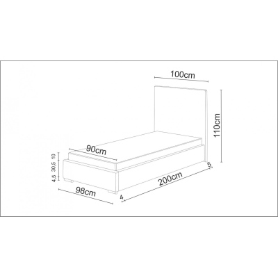 Jednolôžková posteľ 90x200 FLEK 1 - modrá