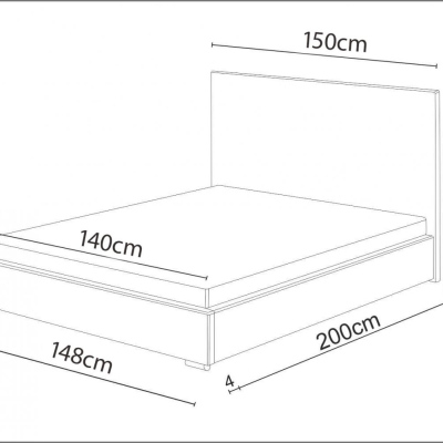 Manželská posteľ 140x200 FLEK 1 - čierna