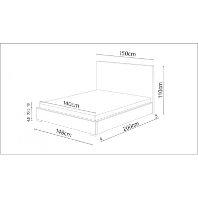 Manželská posteľ 140x200 FLEK 1 - čierna