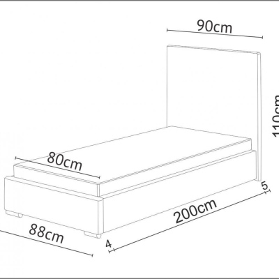 Jednolôžková posteľ 80x200 FLEK 6 - žltá