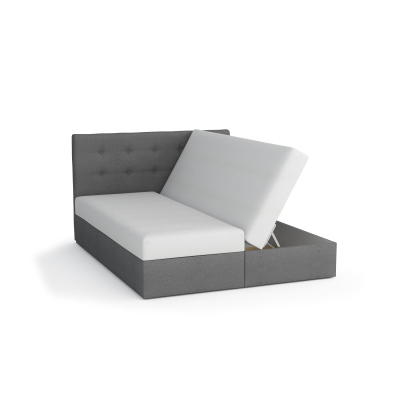 Manželská posteľ z ekokože s úložným priestorom 140x200 LUDMILA - hnedá / sivá
