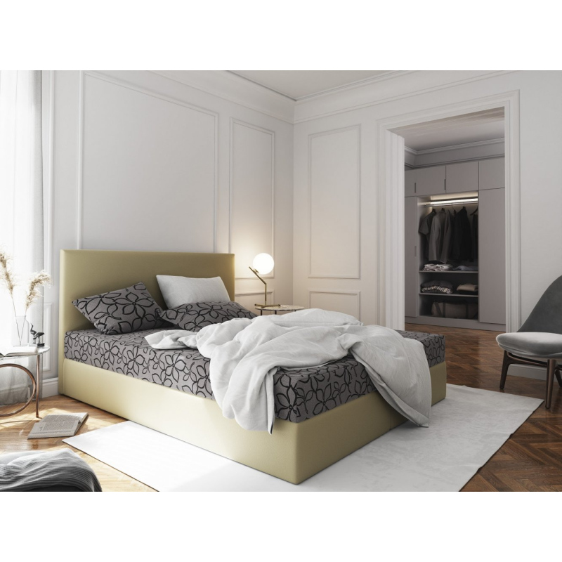 Manželská posteľ z ekokože s úložným priestorom 140x200 LUDMILA - béžová / sivá