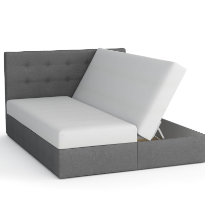 Manželská posteľ z ekokože s úložným priestorom 140x200 LUDMILA - béžová / sivá