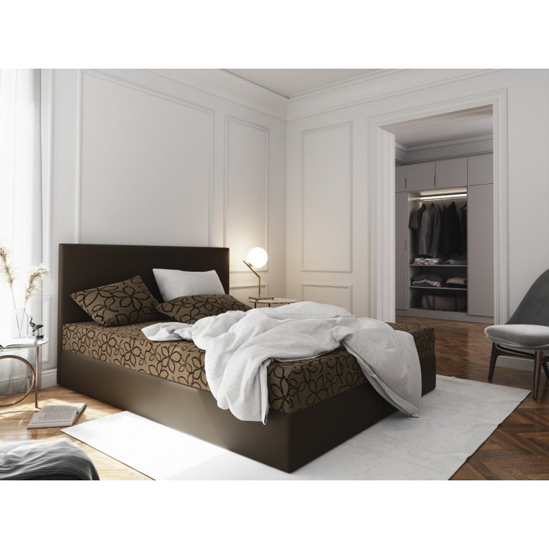 Manželská posteľ z ekokože s úložným priestorom 140x200 LUDMILA - hnedá / hnedá