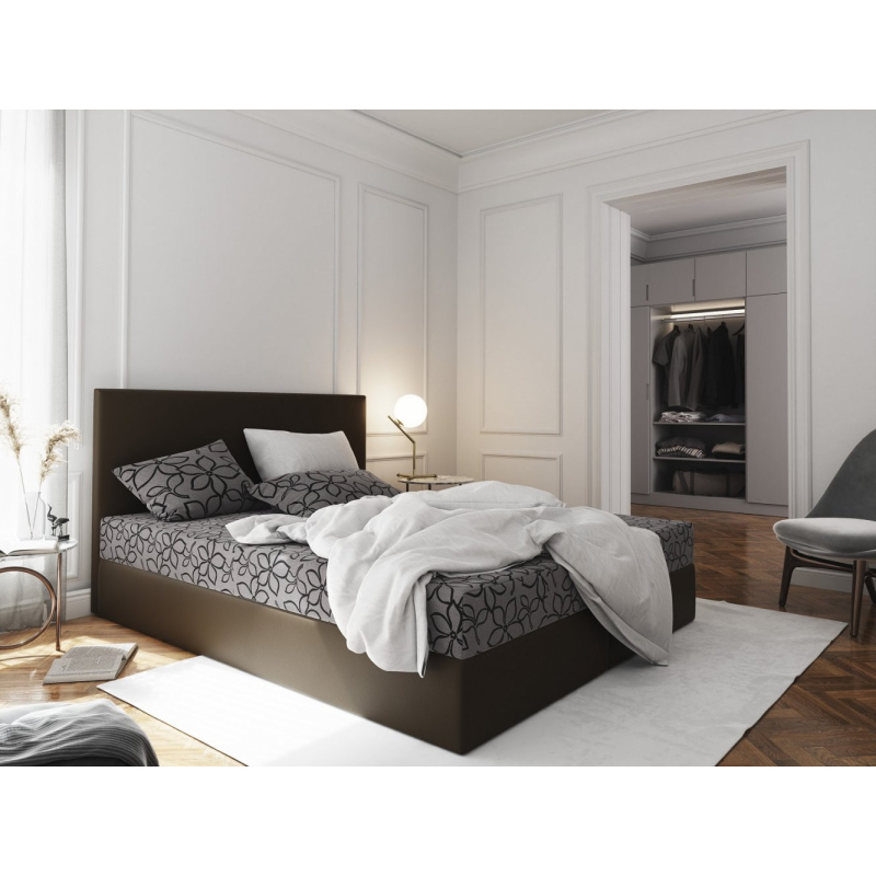 Manželská posteľ z ekokože s úložným priestorom 160x200 LUDMILA - hnedá / sivá