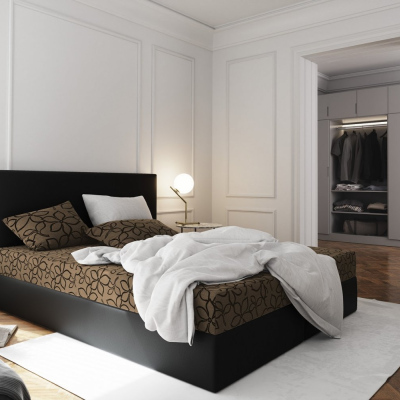 Manželská posteľ z ekokože s úložným priestorom 160x200 LUDMILA - čierna/hnedá
