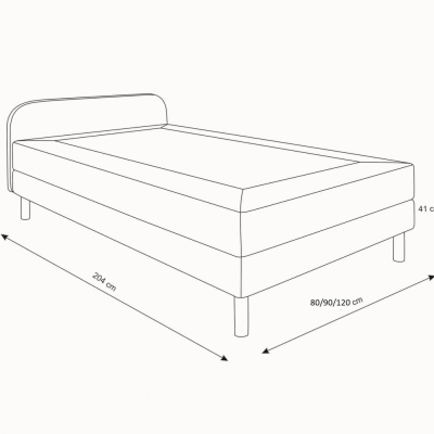 Posteľ pre tínedžerov s kovovými nohami 80x200 HENRYK 2 - béžová