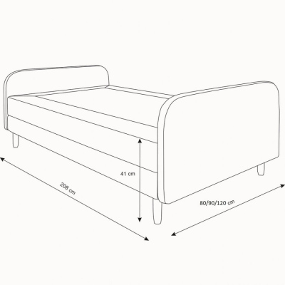 Posteľ pre tínedžerov s kovovými nohami 80x200 HENRYK 3 - čierna