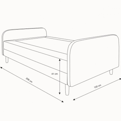 Posteľ pre tínedžerov s kovovými nohami 80x200 HENRYK 3 - čierna