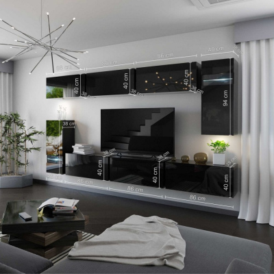 Moderná obývacia zostava BRADT 3 - čierna