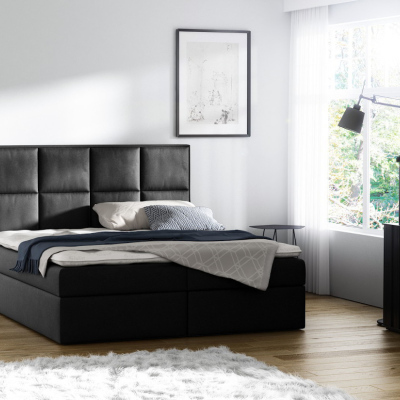 Čalúnená posteľ s úložným priestorom Sivio čierna 140 + TOPPER ZDARMA