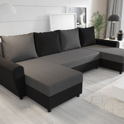 Elegantná sedacia súprava do U FLORIANA - sivá / čierna