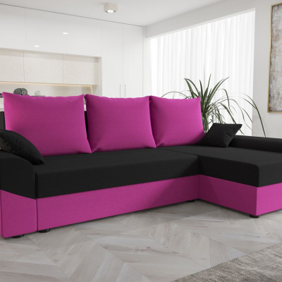 Elegantná rohová sedacia súprava DAGMAR - ružová / čierna
