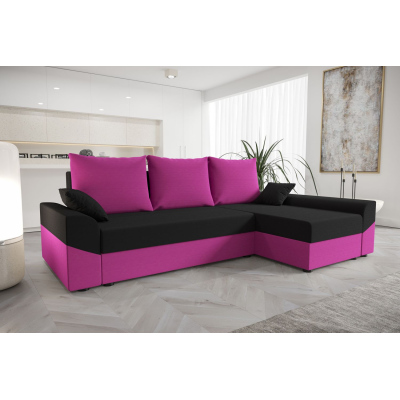 Elegantná rohová sedacia súprava DAGMAR - ružová / čierna
