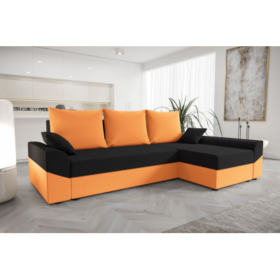 Elegantná rohová sedacia súprava DAGMAR - oranžová / čierna
