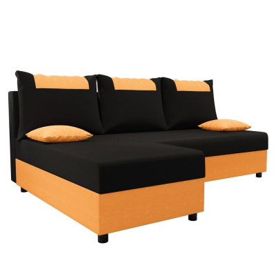 Rohová sedacia súprava SANVI - čierna / oranžová
