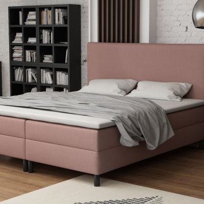 Čalúnená manželská posteľ 140x200 s nožičkami 12 cm CYRILA - ružová