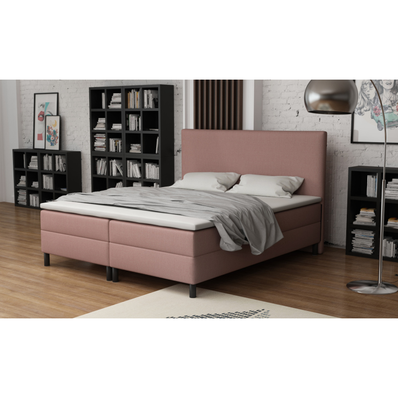 Čalúnená manželská posteľ 140x200 s nožičkami 12 cm CYRILA - ružová