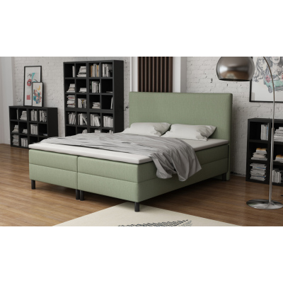 Čalúnená manželská posteľ 160x200 s nožičkami 12 cm CYRILA - zelená