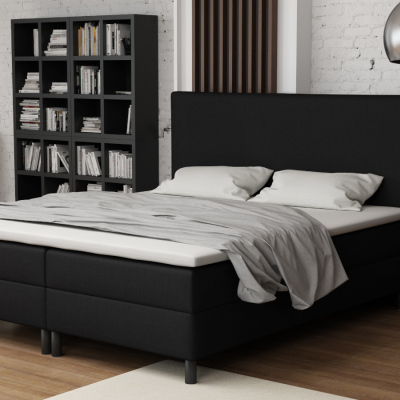 Čalúnená manželská posteľ 180x200 s nožičkami 12 cm CYRILA - čierna