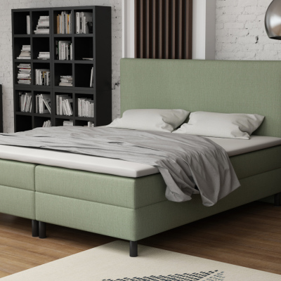 Čalúnená manželská posteľ 180x200 s nožičkami 12 cm CYRILA - zelená