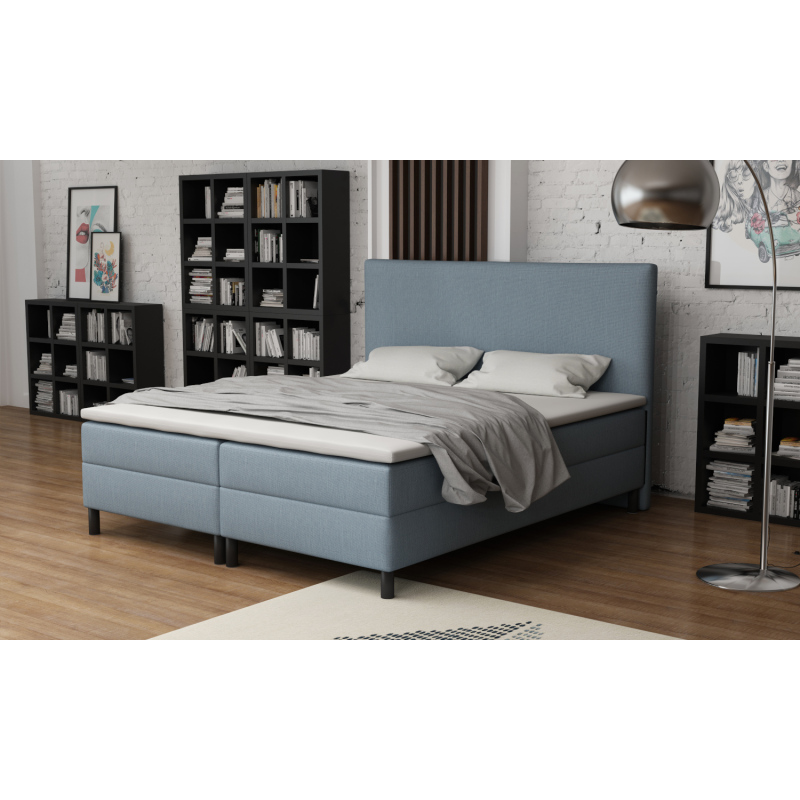 Čalúnená manželská posteľ 180x200 s nožičkami 12 cm CYRILA - modrá