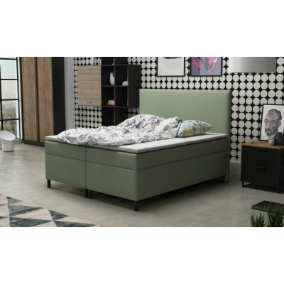 Čalúnená manželská posteľ 140x200 s nožičkami 12 cm MIRKA - zelená