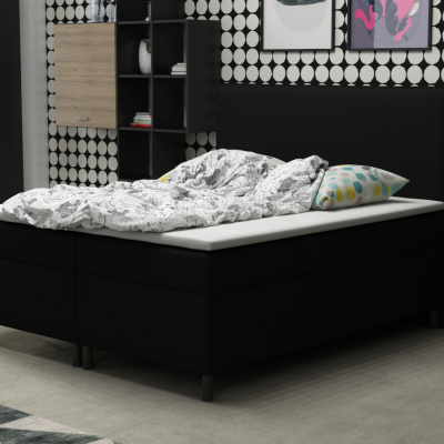 Čalúnená manželská posteľ 160x200 s nožičkami 12 cm MIRKA - čierna