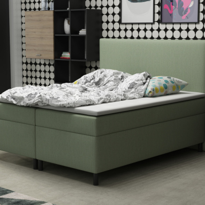 Čalúnená manželská posteľ 160x200 s nožičkami 12 cm MIRKA - zelená