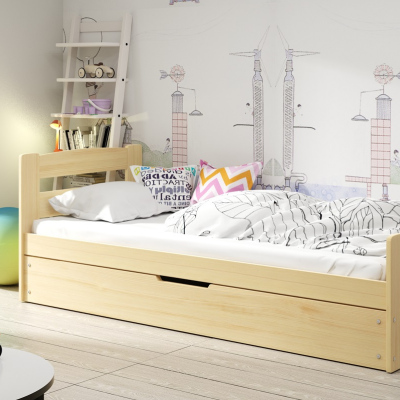 Detská posteľ s úložným priestorom bez matraca 90x200 LYDIE - borovica