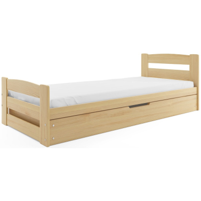 Detská posteľ s úložným priestorom a matracom 90x200 LYDIE - borovica