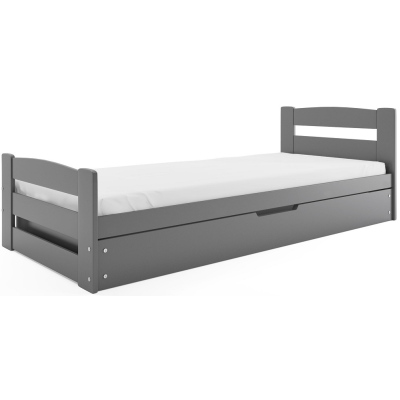 Detská posteľ s úložným priestorom a matracom 90x200 LYDIE - grafit